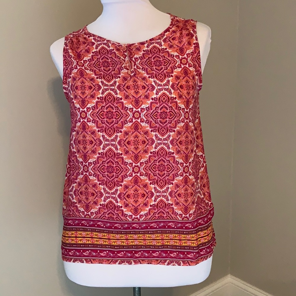 Cynthia Rowley Boho Medallion Sleeveless Blouse Medium NWOT